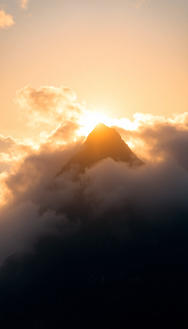 日出時分的金色山峰