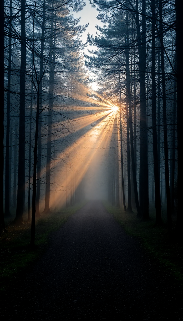 晨霧中的森林小徑