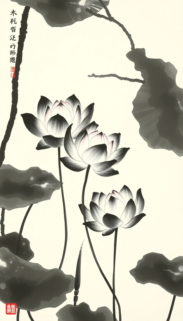 水墨荷花